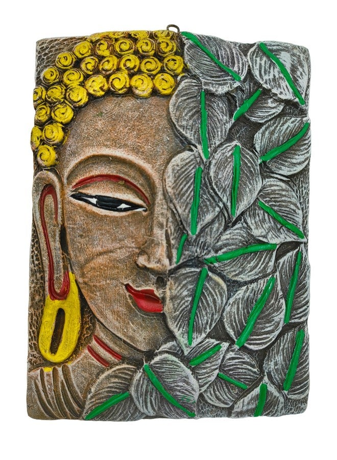 FernHaus Handmade Terracotta Clay Buddha Wall Hanging, Multicolour, 8.5 Inches Height 6 Inches Length | Buddha Wall Decor For Living Room- 3D Wall decoration-Office Decoration item-Colour as per availability - Image 1